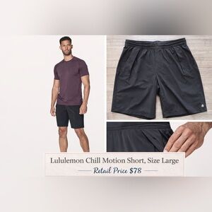 Lululemon Chill Motion Shorts | Black Performance Training Shorts | Size Large
